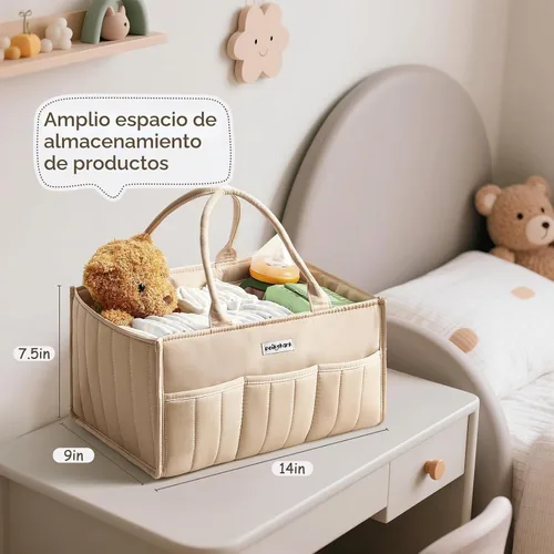 Vista 2 de POIKSHARK Organizador de pañales para bebé, elegante cesta para artículos esenciales para recién nacidos, contenedor de almacenamiento de guardería