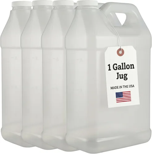 Vista 13 de kitchentoolz Jarra de 1 galón con tapa, jarra de plástico HDPE estilo F resistente para agua potable, campamento, almacenamiento de emergencia