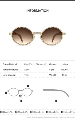 Vista 2 de HEPIDEM 100% Really Buffalo Horn Lujo 720pcs Diamantes BUffs Gafas de sol 7550179