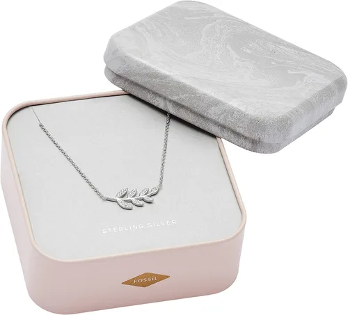 Vista 3 de Fossil Collar de cadena con colgante de plata de ley para mujer