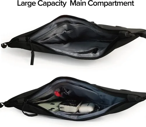 Vista 5 de Maymooner Bolso bandolera pequeño para hombres y mujeres, ligero, antirrobo, una correa, bolso casual para el pecho, mochila delgada