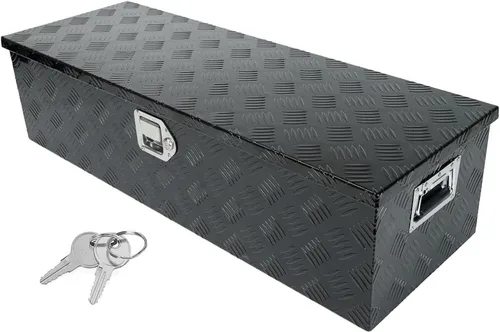 Vista 17 de Caja de herramientas de aluminio negro resistente de 16 x 7.5 x 10 pulgadas con cerraduras y llave de cierre con mango en T, caja de herramientas