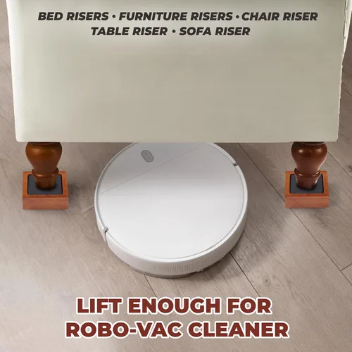 Vista 7 de Elevadores de cama (juego de 8) elevadores de muebles de 1 pulgada, 2 o 3 pulgadas, elevadores de madera natural maciza para cama, muebles, mesa