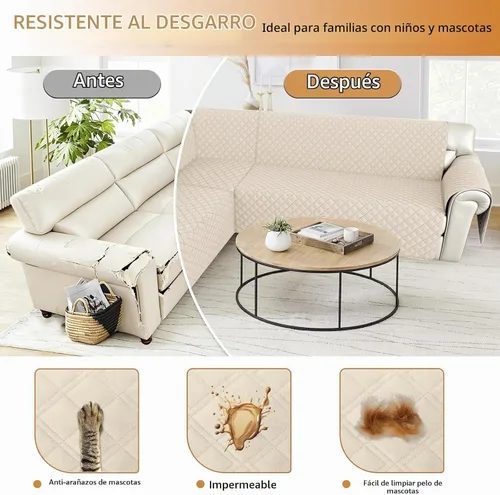 Vista 7 de Arfntevss Fundas impermeables para sofá modular en forma de L, lavable, de terciopelo, para sofá seccional, antideslizante, fundas de esquina