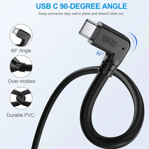 Vista 2 de SUPERUS Cable de enlace de 16 pies compatible con OculusMeta Quest 321 - Cable de carga USB C a USB C, cable de carga y transferencia de datos