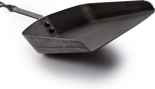 Vista 5 de Barebones Cowboy Grill - Pala de carbón de acero inoxidable duradera con mango de nogal para hoguera