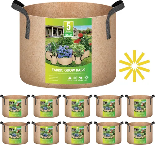 Vista 8 de iPower Paquete de 10 bolsas de 3 galones para plantas de tela no tejida gruesa resistente para cultivo de papas, contenedor duradero con aireación