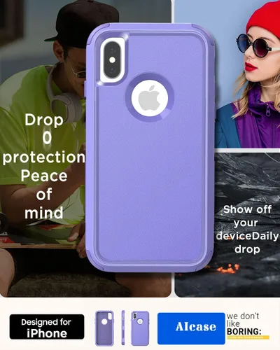 Vista 5 de AICase Funda resistente para iPhone X/XS, resistente de 3 capas de protección de grado militar, a prueba de golpes y caídas, para iPhone X/XS de 5.8
