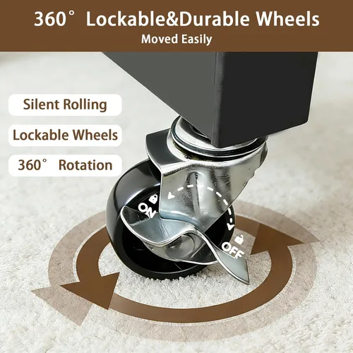 Vista 6 de Perchero de doble barra para colgar ropa, portátil, con ruedas, perchero de metal resistente con estantes dobles para dormitorio, lavandería, sala