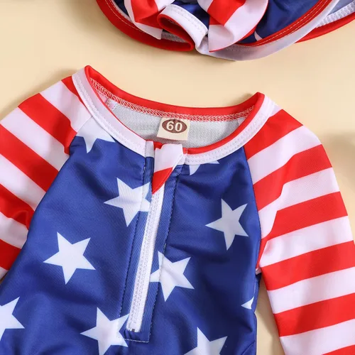 Vista 56 de Traje de baño de una pieza con cremallera de manga larga para bebé niña con gorro