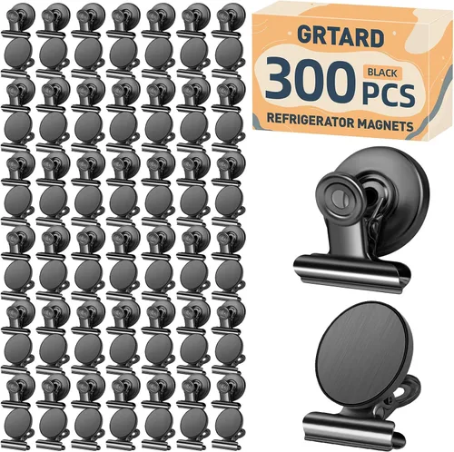 Vista 33 de Grtard Paquete de 6 clips magnéticos resistentes, clips magnéticos para refrigerador, imanes de refrigerador, clip magnético fuerte, imanes sin Negro