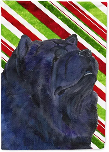 Vista 256 de Caroline's Treasures SC9334GF - Bandera decorativa para jardín, diseño de bastón de caramelo inglés, diseño de bulldog inglés, tamaño jardín