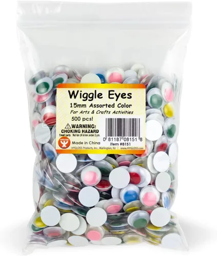Vista 7 de Hygloss Productos Ojos Googly Eyeball de plástico - Ideal para artes y manualidades - No adhesivo - Pegar - Negro - Tamaño 0.394 in - Paquete