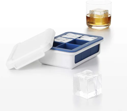 Vista 4 de OXO Good Grips – Bandeja de silicona apilable para cubitos de hielo con tapa – cubo grande