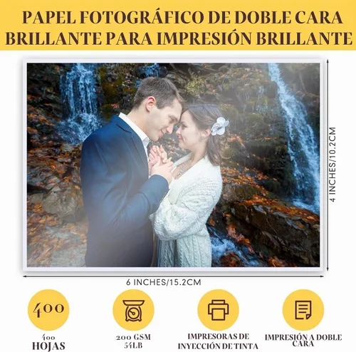 Vista 2 de Fainne 400 hojas de papel fotográfico de 4 x 6 pulgadas, doble cara
