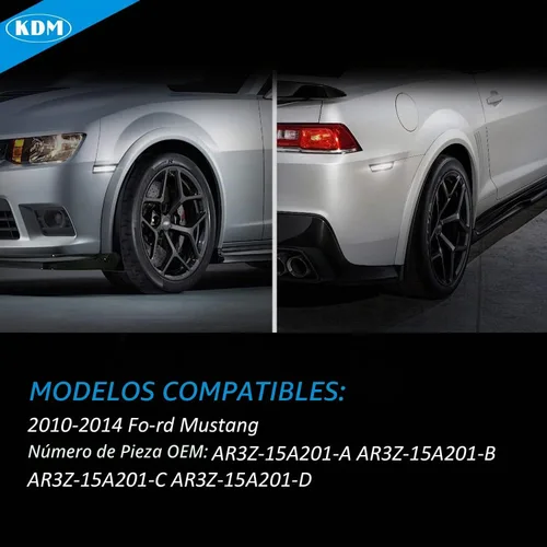 Vista 5 de KDM Luz LED para parachoques delantero y trasero para Ford Mustang 2010 Lente ahumada-Blanco