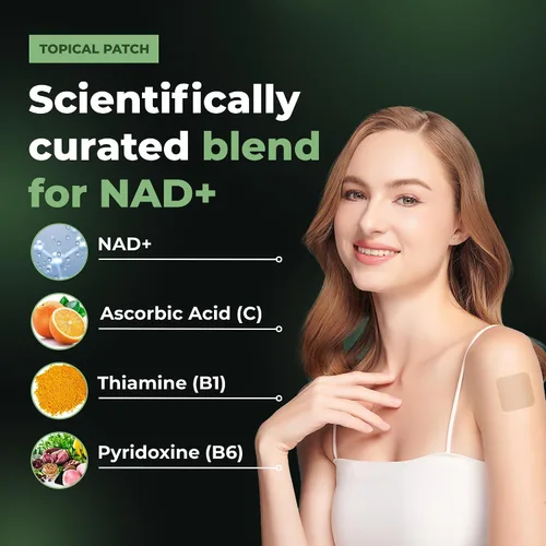 Vista 3 de Parches NAD para mujeres y hombres Parche NAD+ para energía y envejecimiento saludable con CoQ10 y nicotinamida Suministro para 60 días