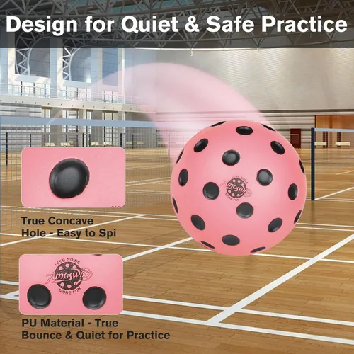 Vista 4 de Pelotas de pickleball silenciosas, paquete de 6 bolas de espuma silenciosas para práctica de pickleball en interiores y exteriores, bolas