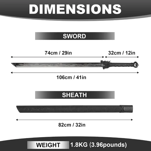 Vista 5 de Espada Katana japonesa hecha a mano, espada samurái de acero al carbono sin afilar con vaina, espada de espiga completa para colección, exhibición