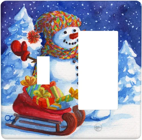 Vista 67 de Cubierta de interruptor de luz dúplex de 1 banda, cubierta decorativa de Navidad con copos de nieve rojos, placa frontal decorativa para cocina