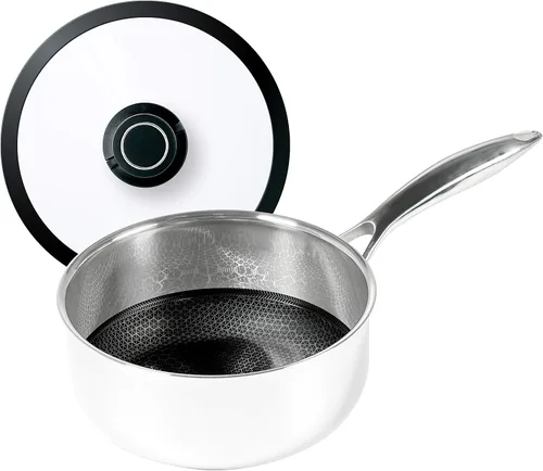 Vista 4 de Black Cube Utensilios de cocina de liberación rápida, cacerola con tapa, 8 pulgadas/2.5 cuartos de galón