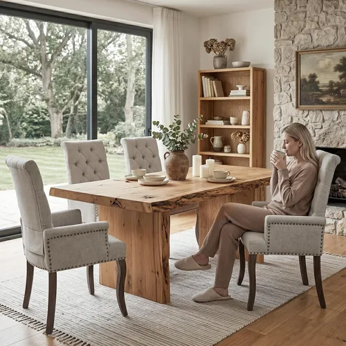 Vista 3 de Accent Dining Chair with Arms,Chenille High Back Kitchen Armchairs,Beige Beige1
