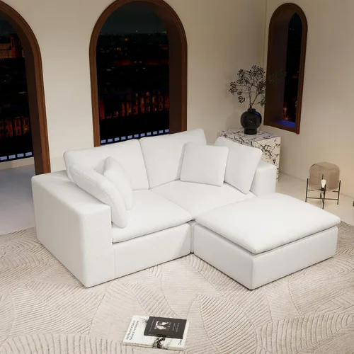 Vista 10 de WILLIAMSPACE Sofá modular Cloud de 107.9 pulgadas para sala de estar, moderno sofá tapizado de espuma de espuma para el suelo, sofá en forma de L