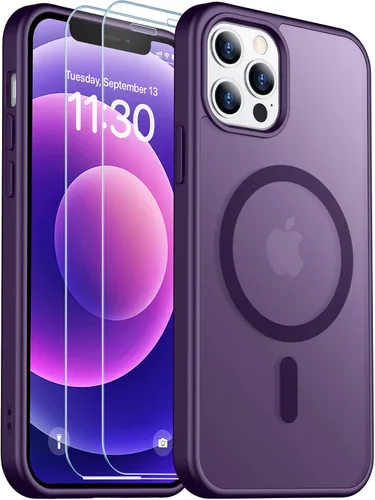 Vista 251 de SPIDERCASE Funda magnética translúcida diseñada para iPhone 11, con 2 protectores de pantalla de vidrio templado, antihuellas, para iPhone 11 de 6.1