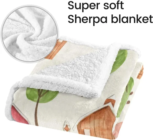 Vista 5 de Divertidas mantas de sherpa personalizadas con animales de granja para niños y niñas, suave manta para siesta de recién nacido, regalo de ducha, 30