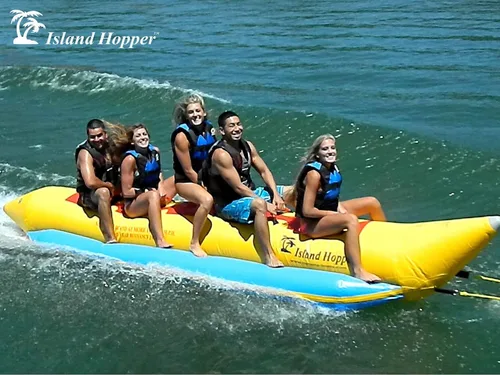 Vista 4 de Island Hopper Tubos remolcables para barco de plátano recreativo, capacidad para 5 pasajeros, tubo de agua de PVC 1100D con costuras soldadas