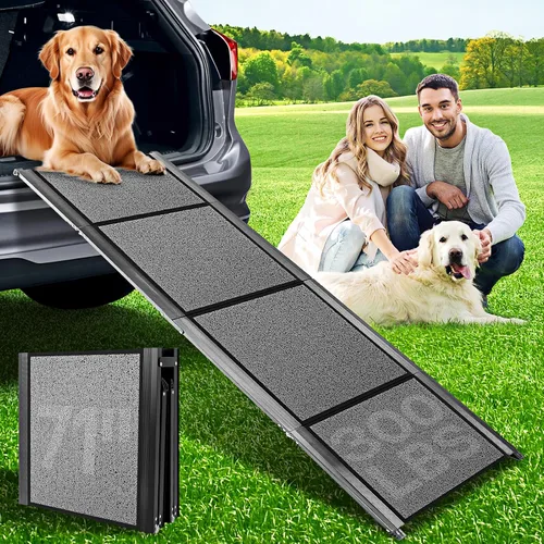 Vista 8 de Rampa para perros de 67 x 17 pulgadas, rampa para perros para automóvil, rampas plegables para mascotas, escaleras para perros de hasta 250 libras