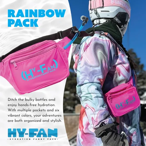 Vista 2 de HY-FAN Riñonera de hidratación con vejiga, 17 onzas, sin BPA, diseño manos libres, bolsillos seguros, ideal para actividades atléticas al aire Verde
