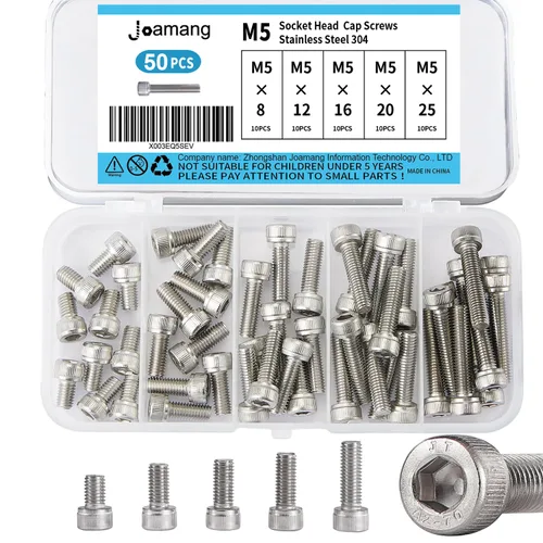 Vista 8 de Tornillos de cabeza de botón M5 x 8 mm, 12 mm, 16 mm, 20 mm, 25 mm, tornillos de cabeza de botón, acero inoxidable 304, accionamiento hexagonal