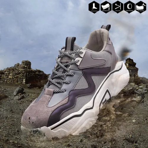 Vista 5 de Zapatos de punta de acero para hombre para mujer, zapatos de seguridad ligeros, antideslizantes, zapatos de trabajo industriales a prueba