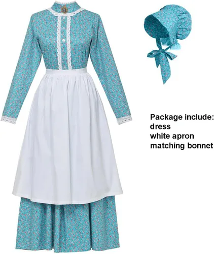 Vista 5 de GRACEART Disfraz de Pioneer Mujer Vestido de Pradera Colonial para Mujer 100% Algodón