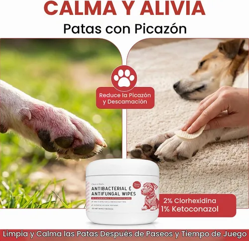 Vista 2 de Dog Paw Wipes Antibacterial 50 Count - Toallitas antifúngicas para perros