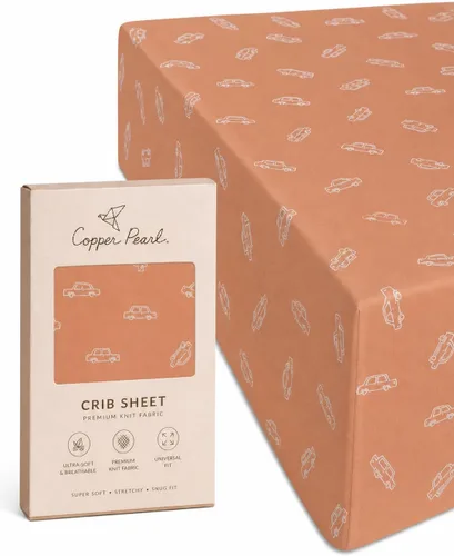 Vista 63 de Copper Pearl: Sábanas de punto prémium para cuna de bebé para niños y niñas, transpirables y suaves, sábanas ajustables para colchones estándar