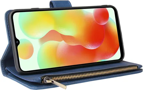 Vista 3 de Asuwish Compatible con Xiaomi Redmi 12C/Poco C55 Wallet Case Protector de pantalla de vidrio templado y cubierta de cuero con tapa para tarjetero