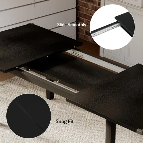 Vista 5 de iPormis Juego de mesa de comedor y sillas de 7 piezas para 4-6, mesa de cocina extensible de 63 pulgadas con 6 sillas, mesa de comedor con marco