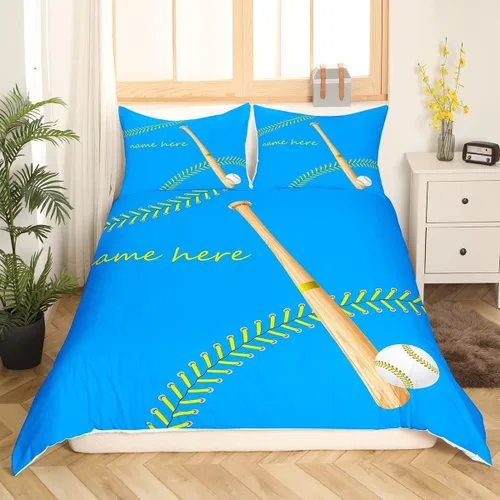 Vista 10 de Juego de ropa de cama de béisbol para niños y adolescentes, bates de béisbol, juego de cama europeo, para actividades de pasatiempo, softbol