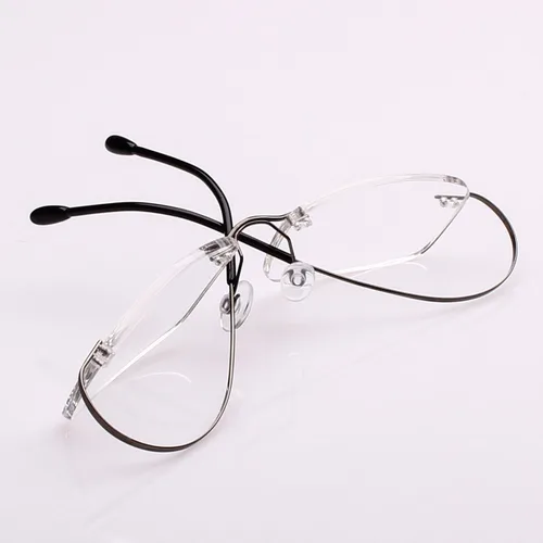 Vista 4 de Agstum Marco flexible sin marco de titanio sin bisagras, lentes ópticos transparentes