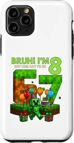 Vista 29 de Bruh I'm 8 But One-Day I'll Be 67 Retro 8th Birthday Kids Case for iPhone 17