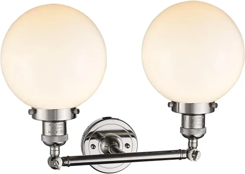 Vista 2 de Innovations 208-PN-G201-8-LED 2 luces vintage regulable LED accesorio de baño, níquel pulido