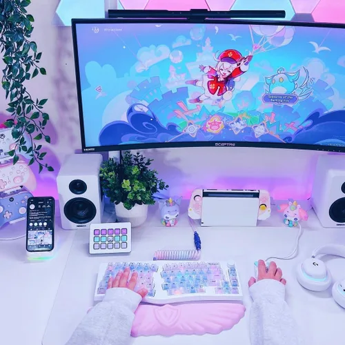 Vista 6 de Sushret Angel Wing Cloud Reposamuñecas para Teclado, Soporte de Muñeca para Teclado de Espuma Viscoelástica de Cuero Suave para Alivio del Dolor