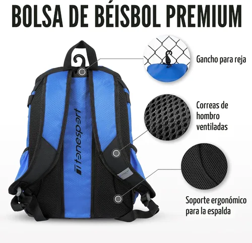 Vista 4 de Tonesport, Bolsa de Béisbol - Mochila para Béisbol, Sóftbol, T-Ball - Bolsa de Bate para Adultos y Jóvenes