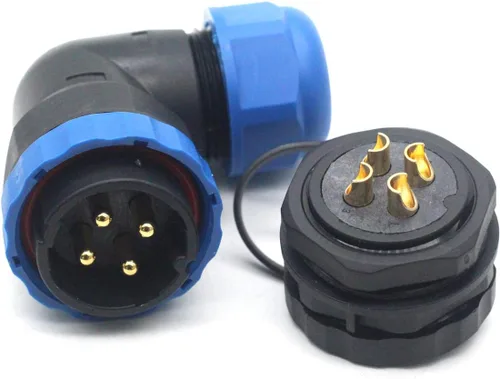 Vista 6 de SD28 2 pines ~ 26 pines codo con brida impermeable IP68 1.102 in Panel Mount Circular Aviación Cable Conector