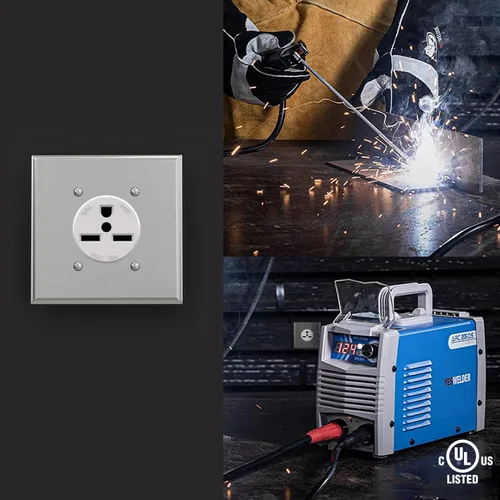 Vista 6 de ELEGRP Receptáculo de alimentación de montaje empotrado blanco de 30 amperios y 250 V, NEMA 6-30R, toma de corriente de hoja recta