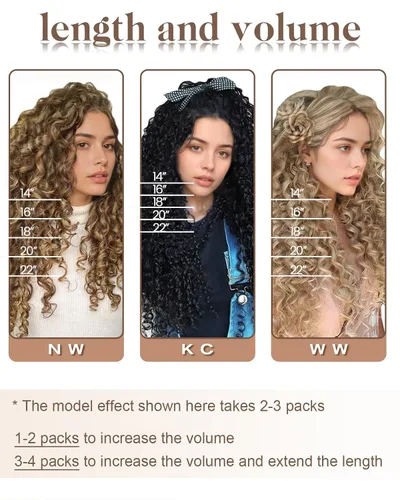 Vista 35 de Hetto . Extensiones de cabello humano rizado con clip, color #1 negro azabache, extensiones de cabello humano ondulado natural para cabeza completa