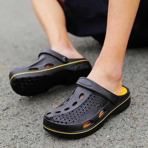 Vista 4 de SOSOWHLTE Zuecos con soporte de arco para hombre y mujer, zapatos de jardín, pantuflas de playa para exteriores con plantilla acolchada extraíble