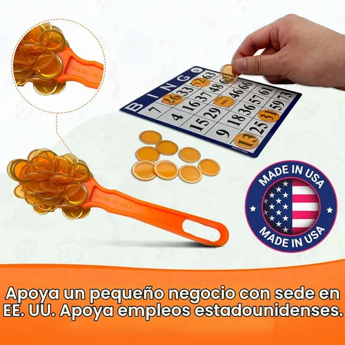 Vista 3 de MR CHIPS Varitas magnéticas fabricadas en Estados Unidos y chips de plástico de 3/4 pulgadas con anillos de metal, 100 piezas, bolsa de Naranja